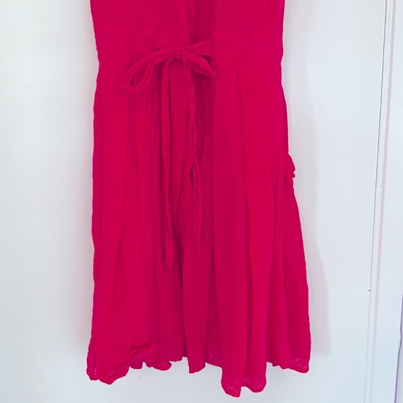 Anthropologie Hd In Paris 100% Linen Hot Pink Shirt Dress size 0 - Picture 3 of 10